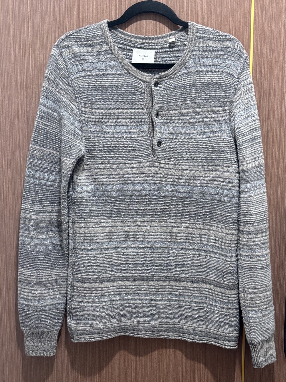 Billy Reid Wool Silk Henley Sweater Made in Italy Quiet Luxury M